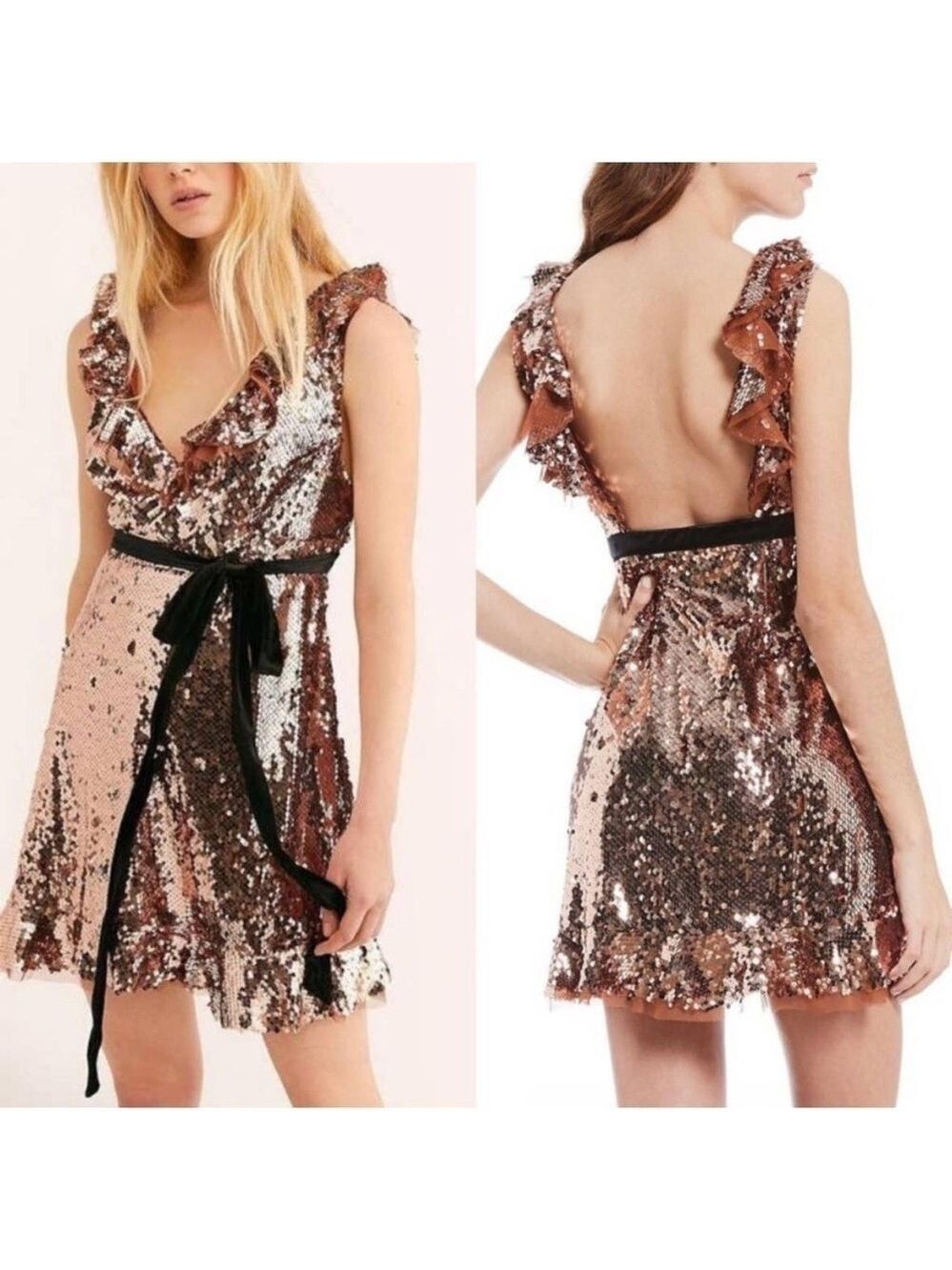 NWT Free People Siren Sequin Mini Dress
Tribeca Copper
Size 2